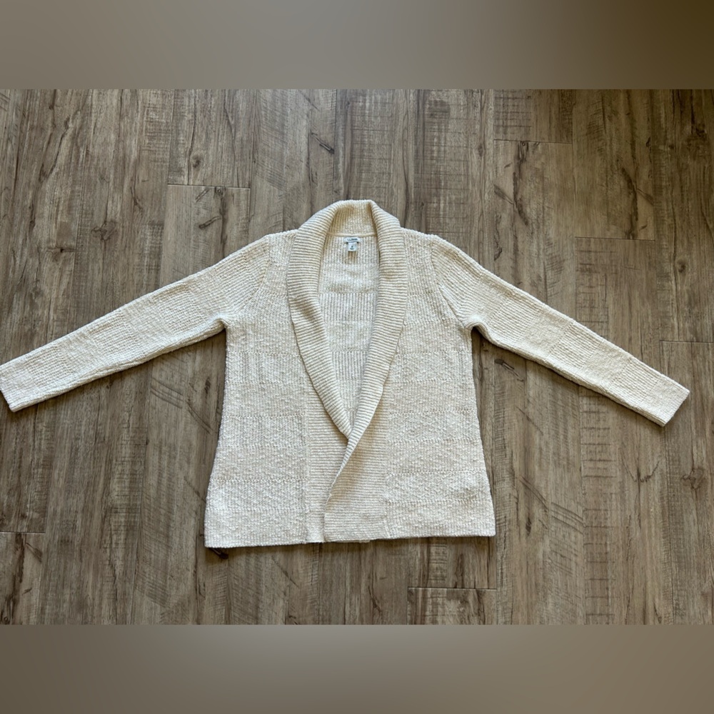 LL Bean Cozy Cream open front Women's knit cardigan Sweater neutral capsule fall - Picture 5 of 10